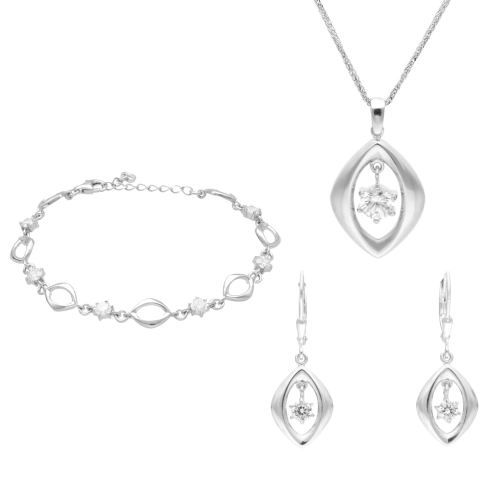 Komplet z cyrkoniami łezki srebro