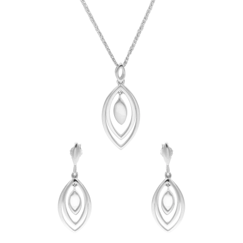 Komplet gładkie łezki srebro