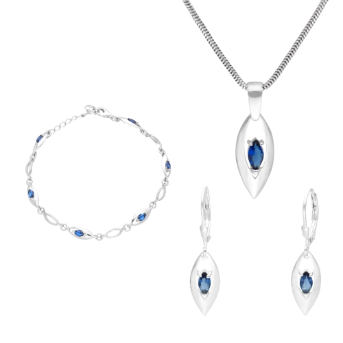 Komplet z szafirowymi cyrkoniami srebro