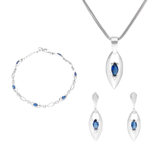 Komplet z szafirowymi cyrkoniami srebro