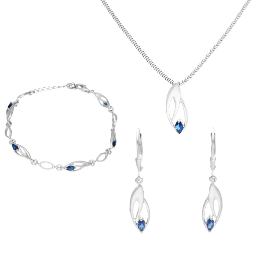 Komplet z szafirowymi cyrkoniami srebro
