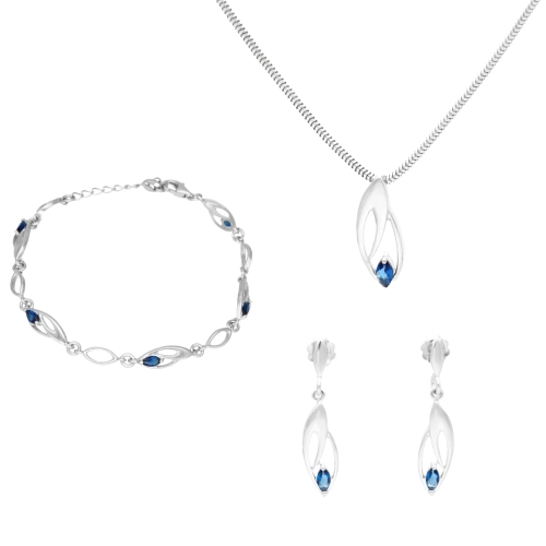 Komplet z szafirowymi cyrkoniami srebro