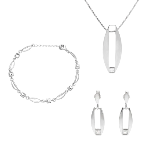 Klasyczny komplet z cyrkoniami srebro