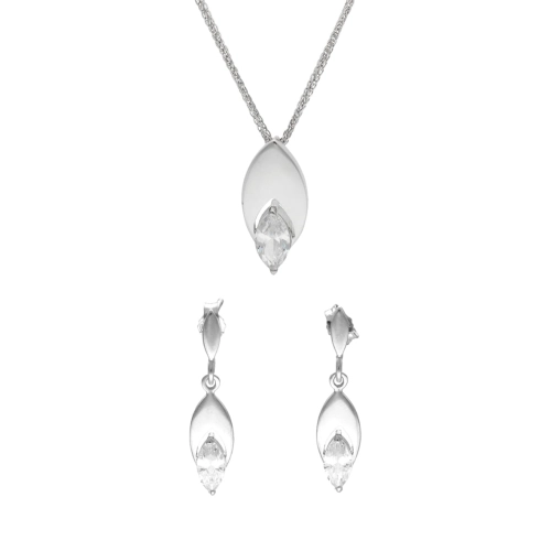 Komplet z cyrkoniami łezki srebro