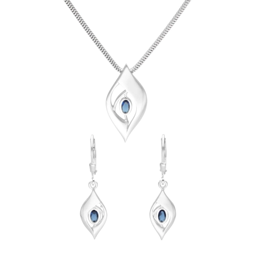 Komplet z szafirowymi cyrkoniami srebro