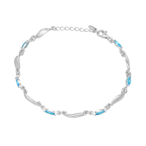 Bransoletka z błękitnymi cyrkoniami srebro