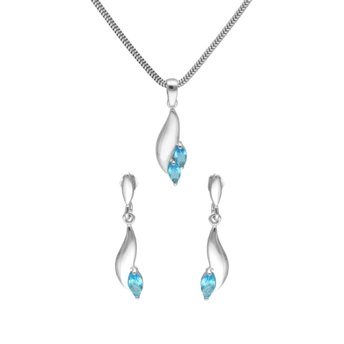 Komplet z błękitnymi cyrkoniami srebro