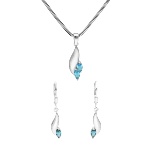 Komplet z błękitnymi cyrkoniami srebro