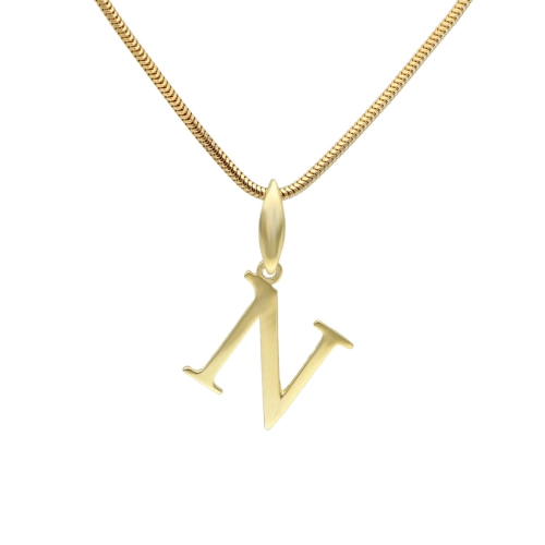 Wisiorek literka N srebro pozłacane