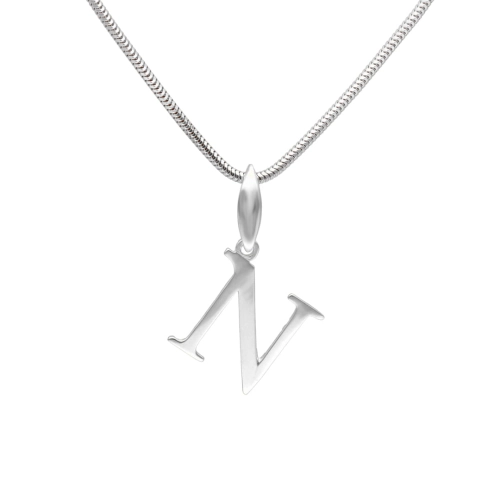 Wisiorek literka N srebro rodowane