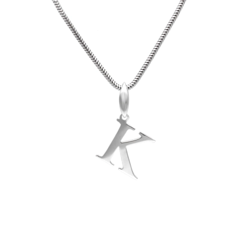 Wisiorek literka K srebro rodowane