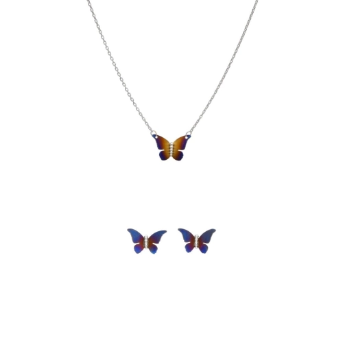 Komplet motylki tytan srebro rodowane