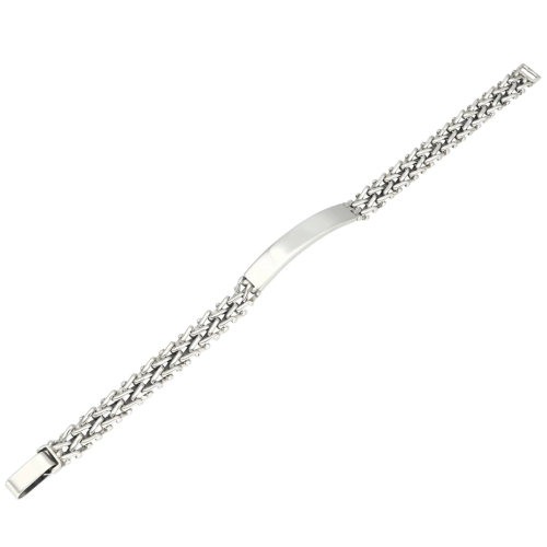 Bransoleta srebrna z blaszką ręcznie robiona 22cm