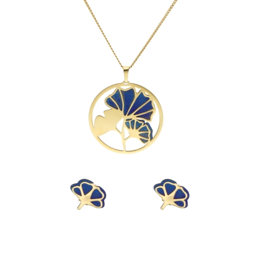 Komplet okrągły kwiaty srebro pozłacane