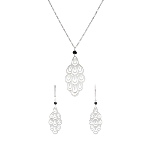 Komplet ażurowy srebro rodowane