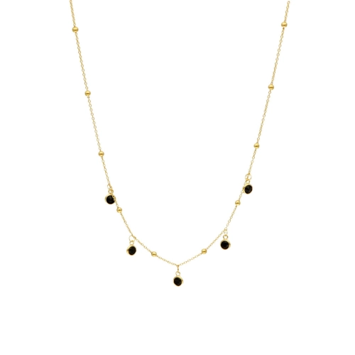 Naszyjnik z kuleczkami i czarnymi cyrkoniami srebro pozłacane