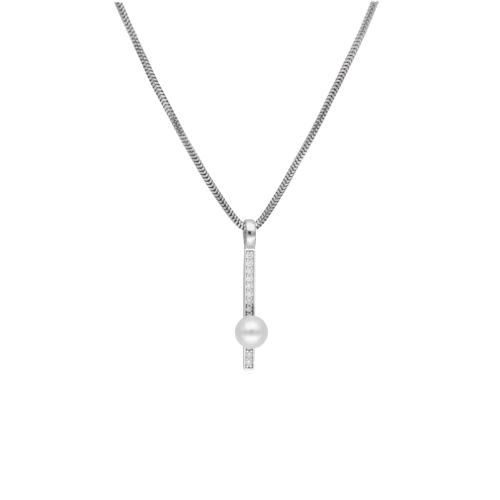 Wisior z perłą i cyrkoniami srebro rodowane