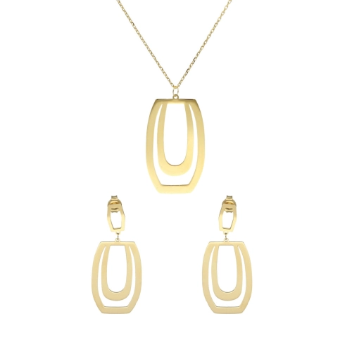 Komplet geometryczny prostokąty srebro pozłacane