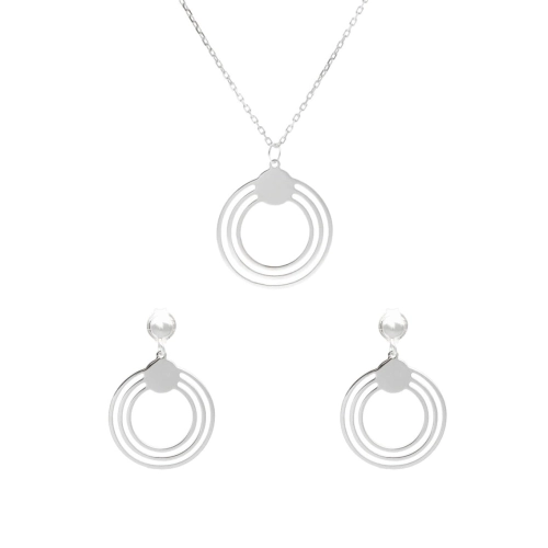 Komplet geometryczne koła srebro rodowane