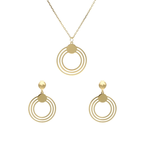 Komplet geometryczne kółka srebro pozłacane