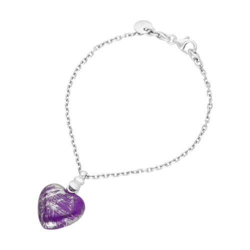 Bransoletka z ręcznie malowanym fioletowym sercem