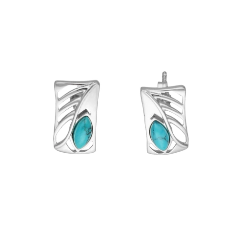 Kolczyki z turkusem prostokąty srebro