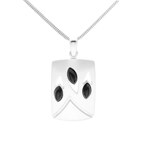 Wisior z onyksem prostokąt srebro