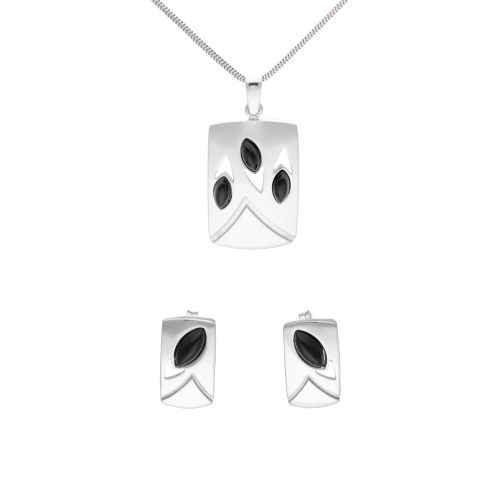 Komplet z onyksami prostokąty srebro