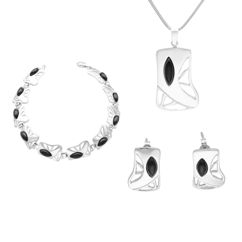 Komplet z onyksami srebro