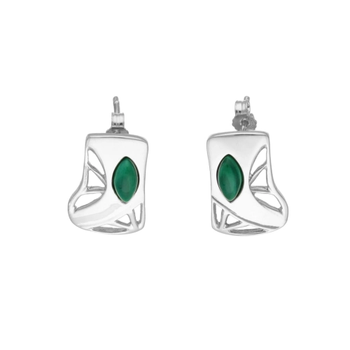 Kolczyki z malachitem prostokąty srebro