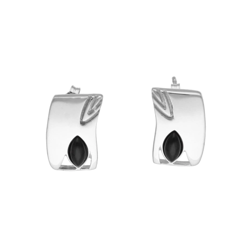 Kolczyki z onyksem prostokąty srebro