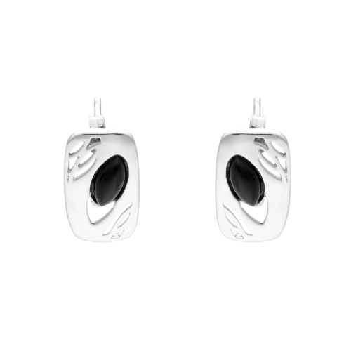 Kolczyki z onyksem prostokąt srebro