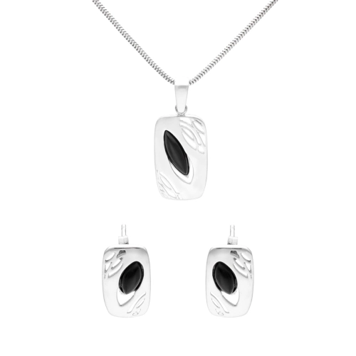 Komplet z onyksem prostokąty srebro