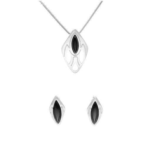 Komplet z onyksem romby srebro