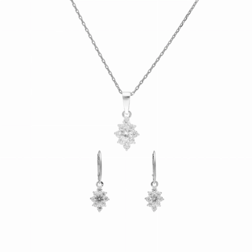 Komplet markiz z białymi cyrkoniami srebro