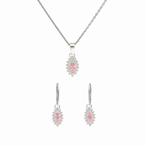 Komplet markiz z różowymi cyrkoniami srebro