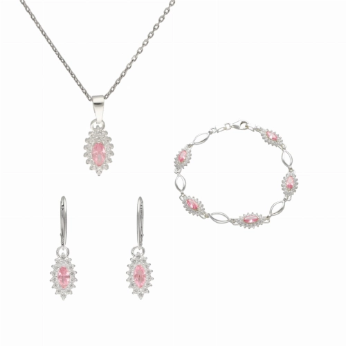 Komplet markiz z różowymi cyrkoniami srebro