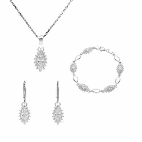 Komplet markiz z białymi cyrkoniami srebro