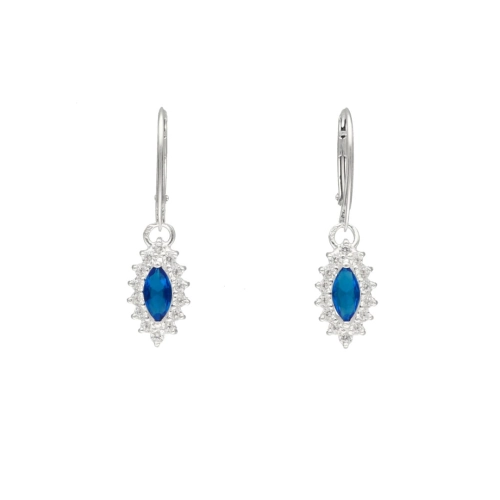 Kolczyki markizy z szafirowymi cyrkoniami srebro