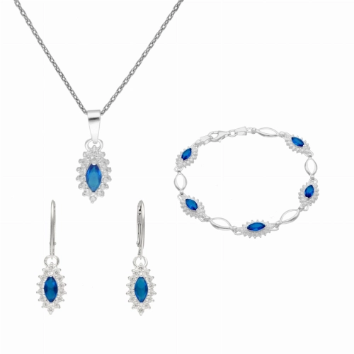 Komplet markiz z szafirową cyrkonią srebro