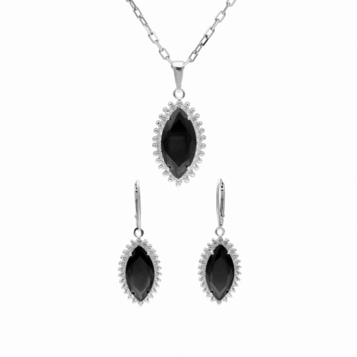 Komplet markiz z czarnymi cyrkoniami srebro