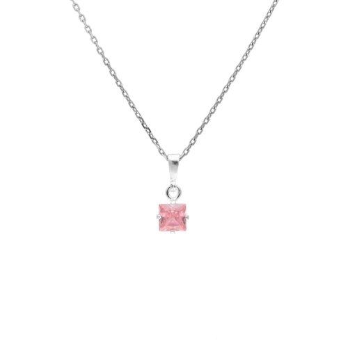 Wisiorek z różową cyrkonią kwadratowy srebro
