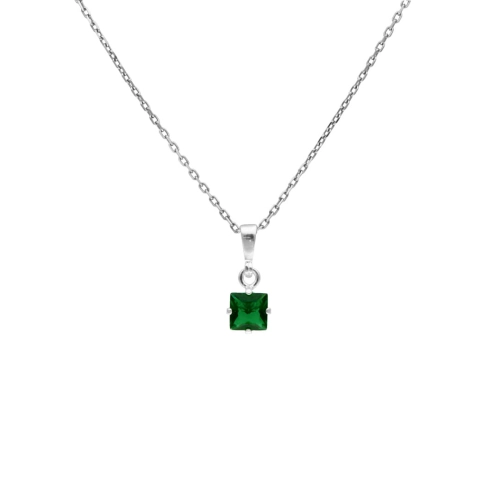 Wisiorek ze szmaragdową cyrkonią kwadrat srebro