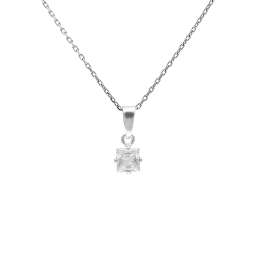 Wisiorek z białą cyrkonią kwadrat srebro