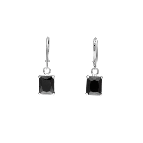 Kolczyki z czarnymi cyrkoniami prostokątne srebro