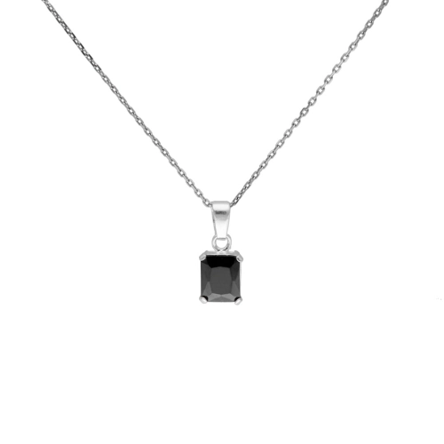 Wisior z czarną cyrkonią prostokątny srebro