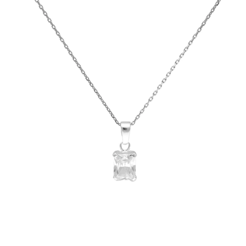 Wisior z białą cyrkonią prostokątny srebro