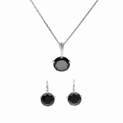 Komplet z czarnymi cyrkoniami srebro
