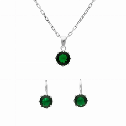 Komplet ze szmaragdowymi cyrkoniami srebro