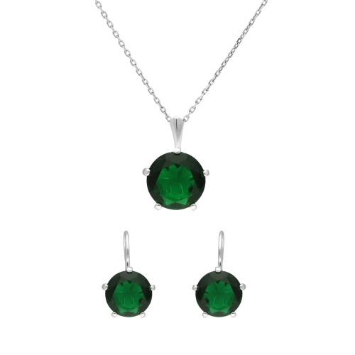 Komplet ze szmaragdowymi cyrkoniami srebro